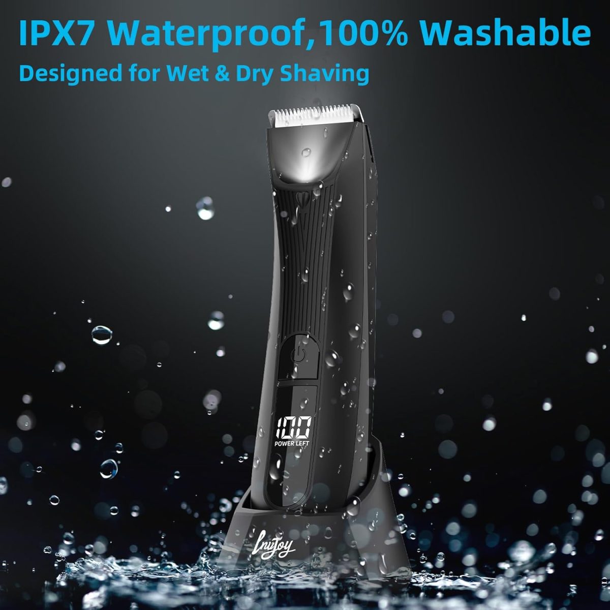 ⁦INVJOY Manscape Body Trimmer for Men, Waterproof Electric Razor/Shavers with Dual-Head for Facial, Pubic & Groin Hair Grooming, Ceramic & Foil Blades Hair Trimmer with LED - Birthday Gift for Him Dad⁩ - الصورة ⁦5⁩