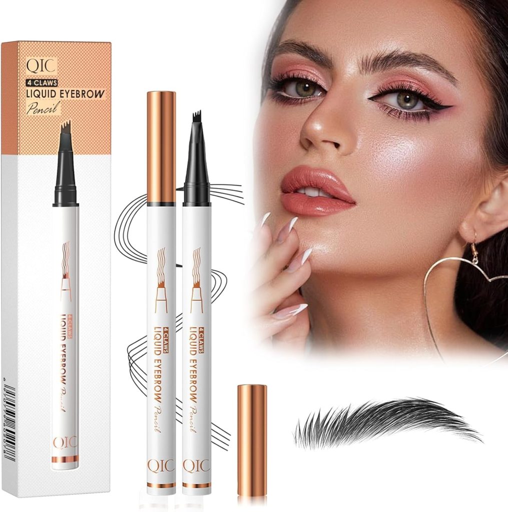 Hepiide 2 Pcs Magic Eyebrow Pen - 2024 Upgraded 3D Waterproof Microblading Pencil With 4-Tipped Contouring, Long-Lasting Natural Fine Stroke (Black)