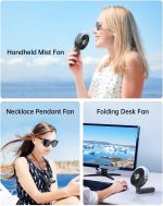 ⁦SWEETFULL Portable Misting Fan - 180 Foldable Handheld Personal Fan with Mist Spray, 3 Speeds, 30ml Water Tank, USB Rechargeable for Travel, Outdoors, Makeup, Camping, Home, and Office Use⁩ - الصورة ⁦6⁩