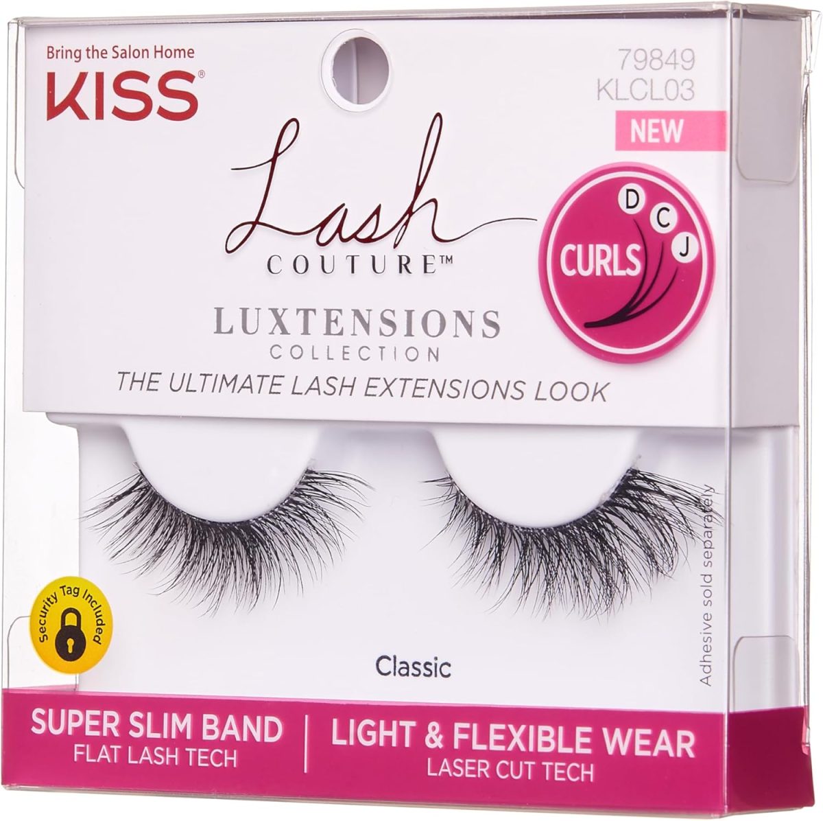 ⁦KISS Lash Couture LuXtensions Collection False Eyelashes, Flat Lash Technology, Super Slim Lash Band, Real Lash Extension Fibers, Reusable, Contact Lens Friendly Strip Lashes, Style 'Classic', 1 Pair⁩ - الصورة ⁦2⁩