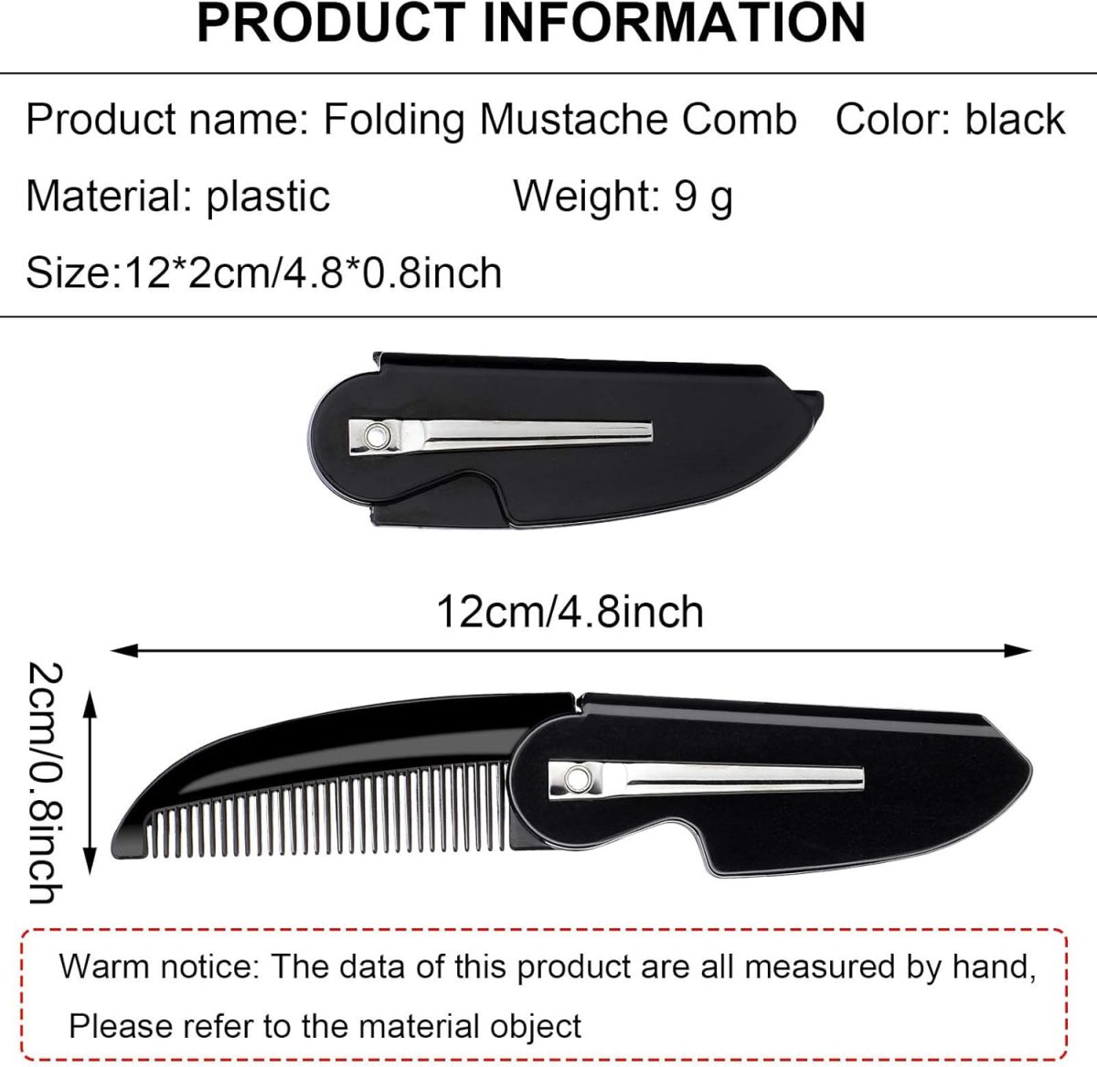 ⁦Azonee Folding Mustache Comb and Beard Comb, Small Pocket Comb for Men Everyday Grooming and Hair Care. Saw-cut and Hand Polished Styling Men's Folding Comb(3 Pieces)⁩ - الصورة ⁦2⁩