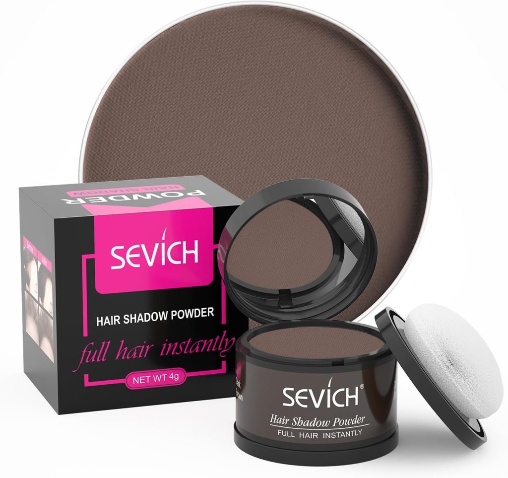 SEVICH Instantly Hairline Shadow - Hairline Powder, Quick Cover Grey Hair Root Concealer, Eyebrows & Beard Line, Touch Up for Thinning Grey Hairline, Windproof&Sweatproof, Dark Brown