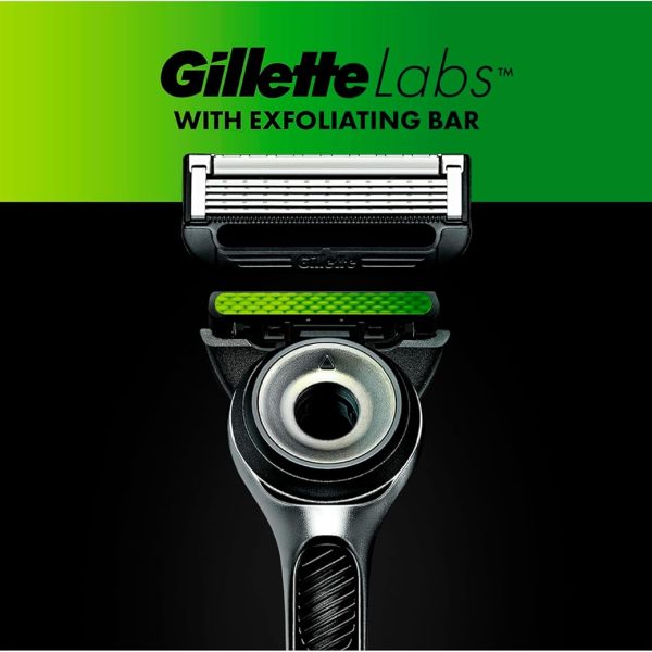 جيليت شفرات حلاقة لابز لشفرات الحلاقة، 12 شفرة بديلة لـ جيليت Labs Wet Razor Men مع عنصر تنظيف وشفرة حلاقة ساخنة