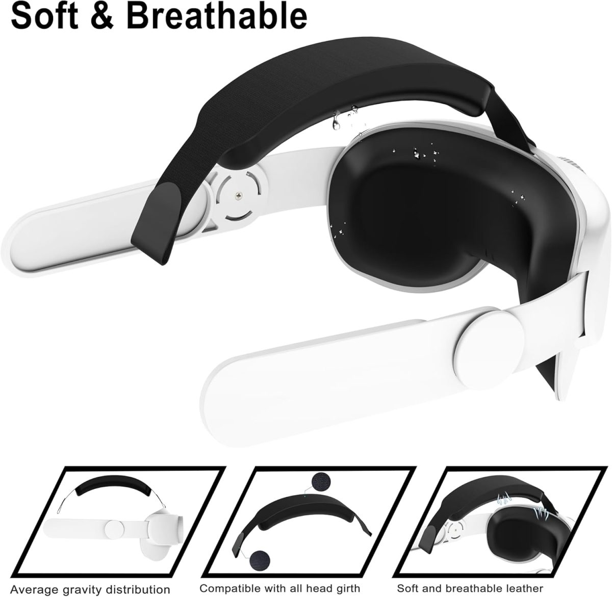 ⁦SUIMUMU Compatible with Oculus Quest 2 Head Strap VR Accessories Replacement for Meta Quest 2 Comfort Soft Headband Adjustable Size Elite Strap⁩ - الصورة ⁦3⁩