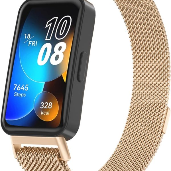 Metal Strap for Huawei Band 9/Huawei Band 8 Strap, Adjustable Stainless Steel Strap with Magnetic Buckle for Huawei Band 9/8 Band Women Men