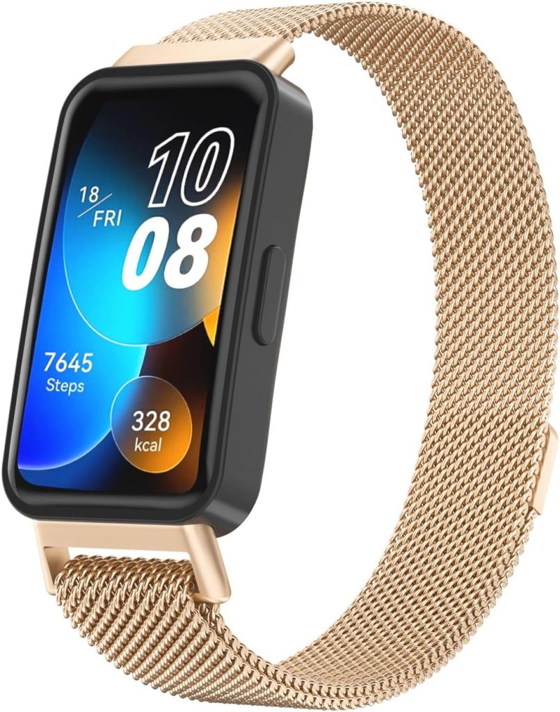 Metal Strap for Huawei Band 9/Huawei Band 8 Strap, Adjustable Stainless Steel Strap with Magnetic Buckle for Huawei Band 9/8 Band Women Men