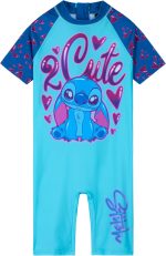 Disney Stitch Single Piece Swimsuit for Girls with Short Sleeves - Gift