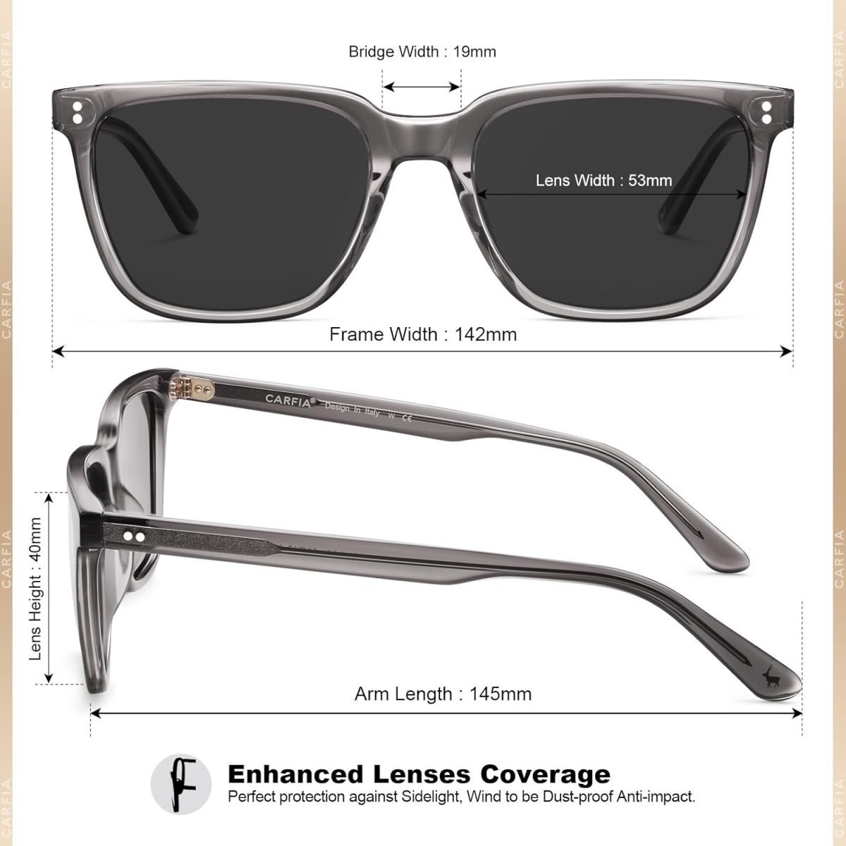 ⁦CARFIA Polarized Men's Sunglasses UV400 Protection for Driving Fishing Hiking Golf Outdoor Sport Glasses⁩ - الصورة ⁦3⁩