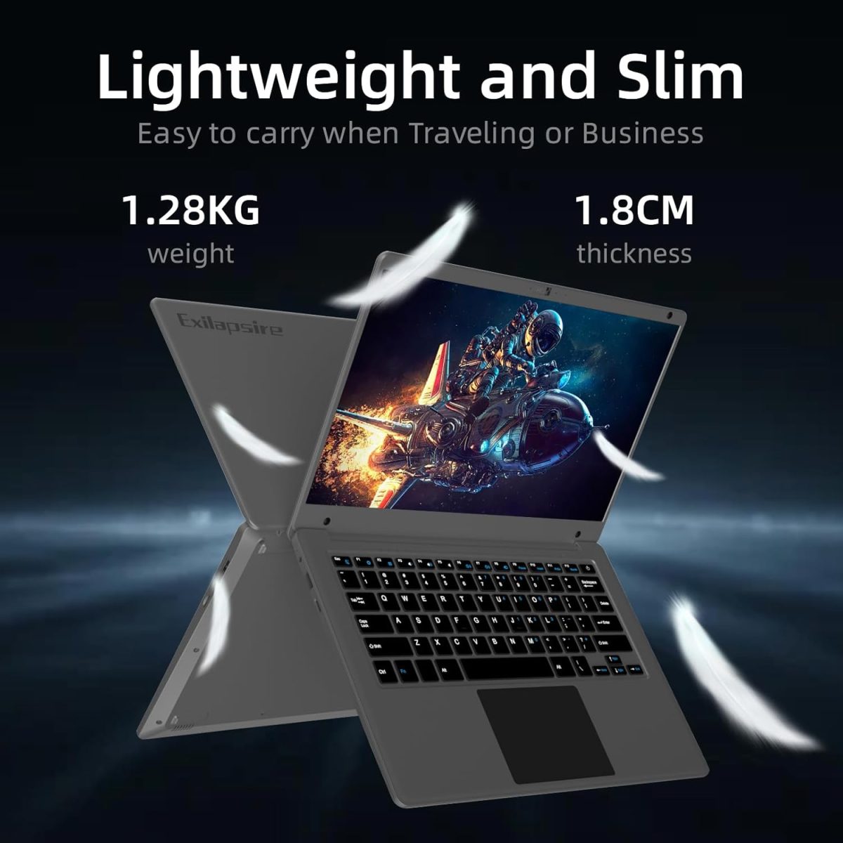⁦Exilapsire 14.1 inch Laptop Computer,Celeron Quad-Core Up to 2.2 GHz,4GB RAM and 320GB SSD,W11 Laptop Computers with FHD IPS,Slim and Lightweight Notebook,Work and Students laptops,Gray,WPS⁩ - الصورة ⁦6⁩