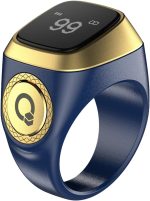 Generic Tasbih Smart Ring 20mm, Muslim Prayer, Prayer timing reminder, OLED display Tasbih Counter, Waterproof (Blue)