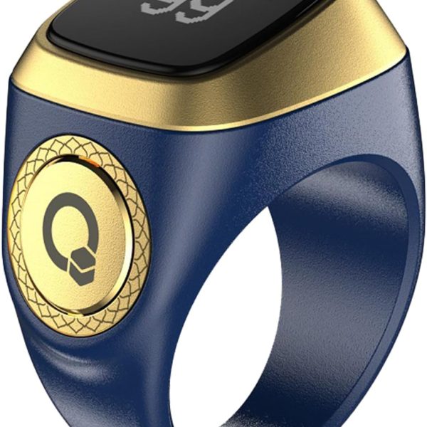Generic Tasbih Smart Ring 20mm, Muslim Prayer, Prayer timing reminder, OLED display Tasbih Counter, Waterproof (Blue)