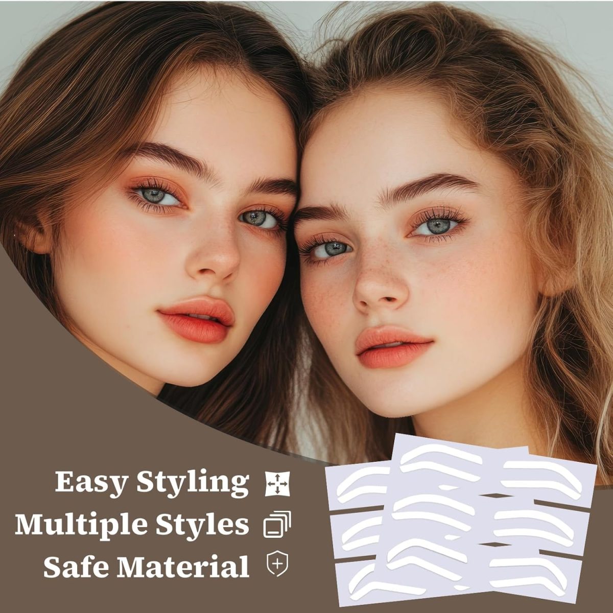 ⁦24Pairs Eyebrow Stencil Stickers Disposable, Adhesive Eye Brow Stencils for Women, Airbrush Eyebrow Stencils, Mapping Guides Brow Template for Tinting Makeup, 3Shapes Eyebrow Tape Stripsf⁩ - الصورة ⁦3⁩
