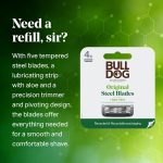 ⁦Bulldog Mens Skincare and Grooming Original Razor Blades Refills for Men, 4 Count⁩ - الصورة ⁦3⁩