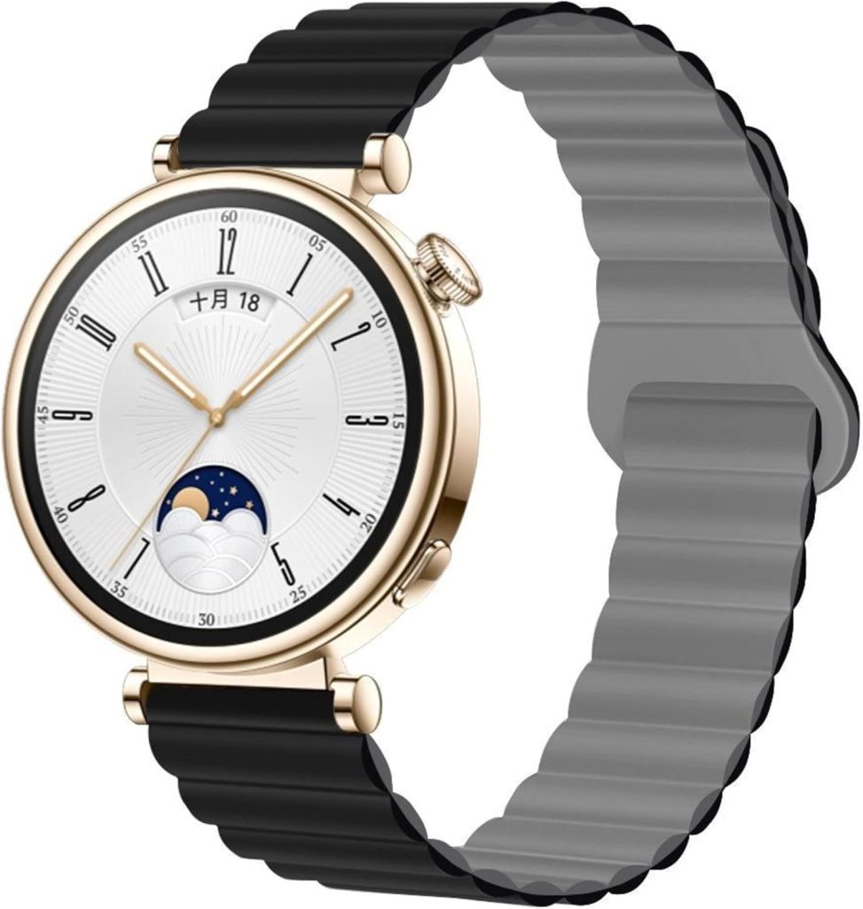 NESLIN Watch Band Compatible with Huawei GT5/GT4 41mm 2024 Magnetic Strap, 18mm Double Sided Wearable Silicone Magnetic Band Compatible for Huawei GT5 41mm