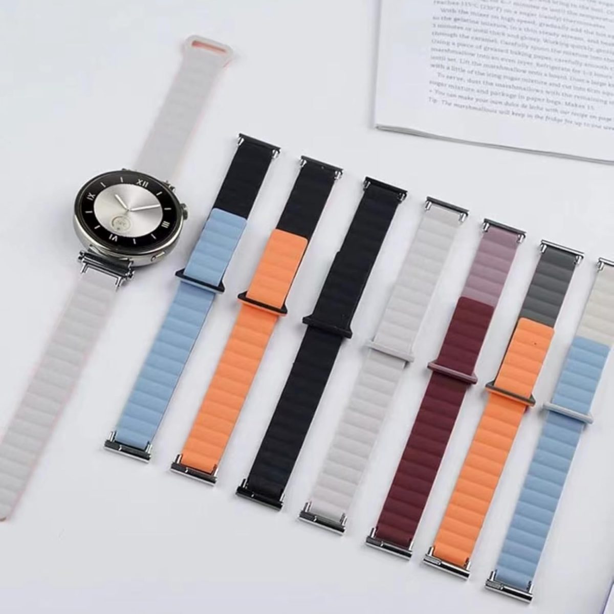 ⁦NESLIN Watch Band Compatible with Huawei GT5/GT4 41mm 2024 Magnetic Strap, 18mm Double Sided Wearable Silicone Magnetic Band Compatible for Huawei GT5 41mm⁩ - الصورة ⁦6⁩