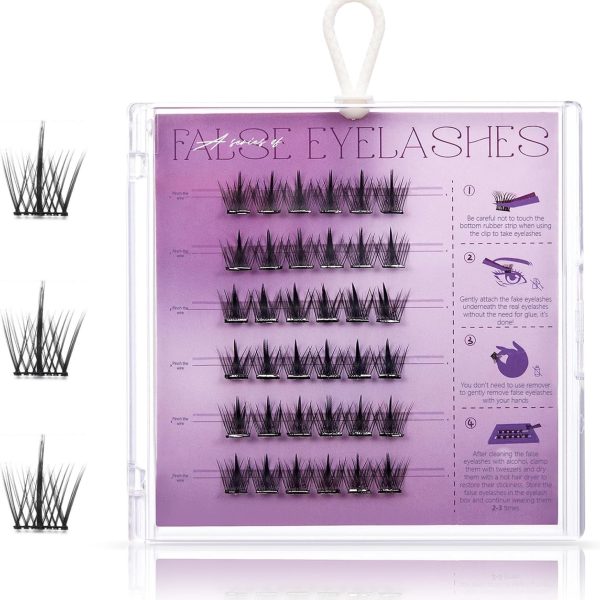 OneNine False Eyelashes, 36pcs 8-11cm Lash Clusters Lash Extensions, Reusable Strip Lashes DIY Eyelash Extension Curl Long Individual Lashes Eyelash Clusters, Easy to Apply