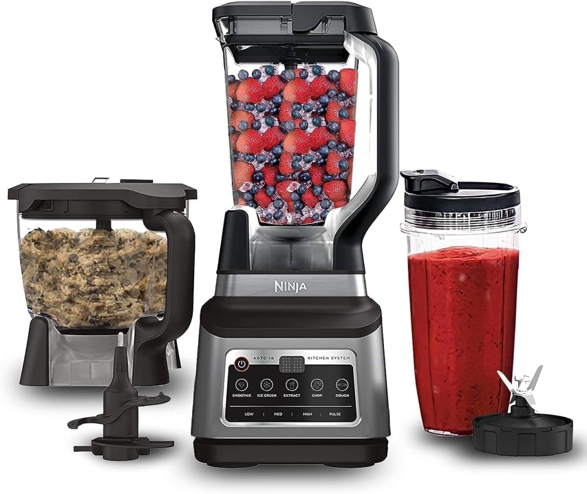 Ninja 3-IN-1 Food Processor, Blender, Auto-iQ Technology, 1200 Watts, Recipe Guide included, Black/Grey, BN801ME, 2 Years Warranty