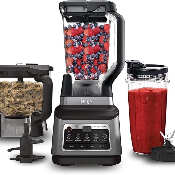 Ninja 3-IN-1 Food Processor, Blender, Auto-iQ Technology, 1200 Watts, Recipe Guide included, Black/Grey, BN801ME, 2 Years Warranty