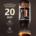 ⁦Portable Espresso Machine with USB Charging, 20Bar Electric Coffee Maker for Camping & Car Travel, Self-Heating NS/DG Capsule Compatible, IPX6 Waterproof, 7500mAh Battery (Black)⁩ - الصورة ⁦5⁩