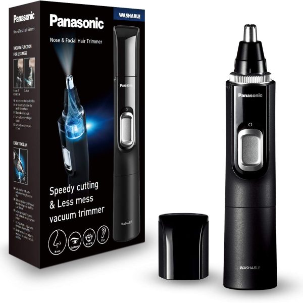 Panasonic Er-Gn300K503 Brow Trimmer for Dry and Wet Nose, Black, 3.8 x 3.4 x 16.4 cm, for men.