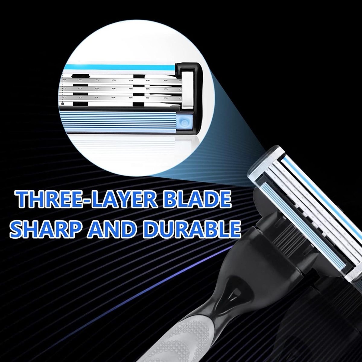 ⁦KOWVOWZ Razor Blades Men, 20pcs Razor Blade Refills with Precision Trimmer, 3 Layer Mens Razor Manual Shaver Blade, Professional Barber Beard Razor Blades⁩ - الصورة ⁦3⁩