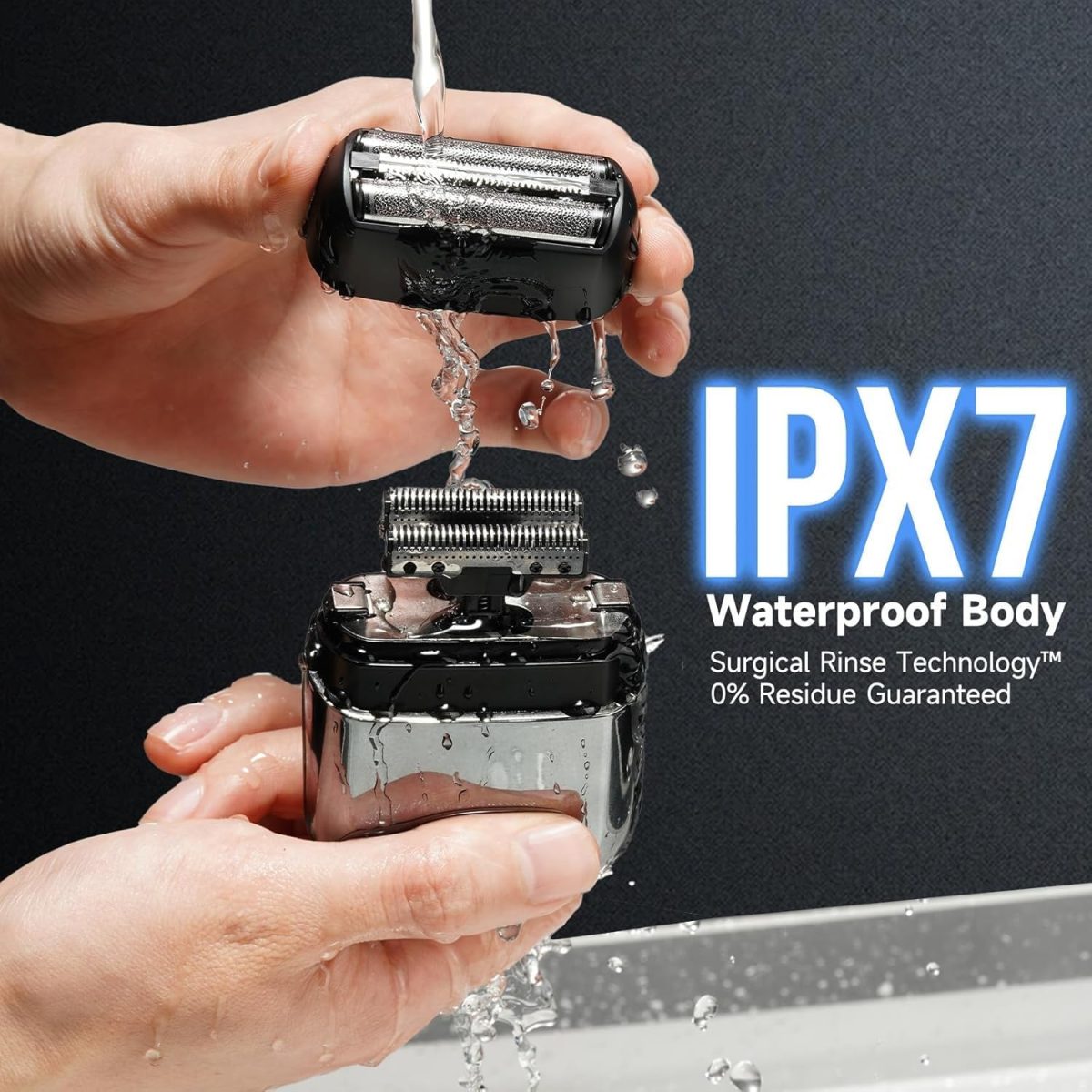 ⁦[Upgrade] Electric Foil Shavers for Men, Mini Electric Razor, Compact Face Shaver, IPX7 Waterproof Wet Dry Cordless Razor, LED Display, USB-C Fast Rechargeable⁩ - الصورة ⁦7⁩