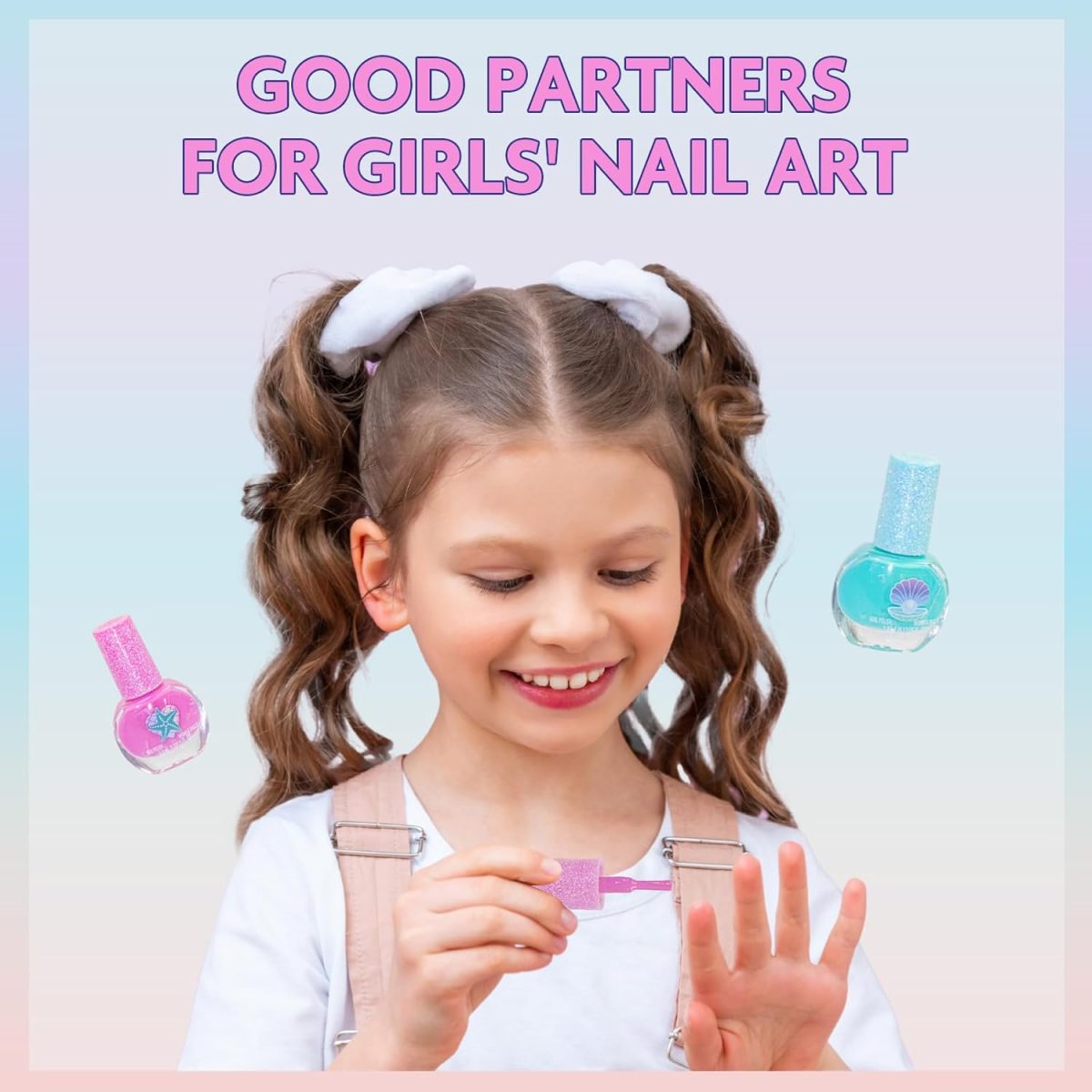 ⁦Townley Girl Mermaid Vibes Makeup Set with 8 Pieces, Including Lip Gloss, Nail Polish, Body Shimmer and More in Mermaid Bag, Ages 3+ for Parties, Sleepovers and Makeovers⁩ - الصورة ⁦5⁩