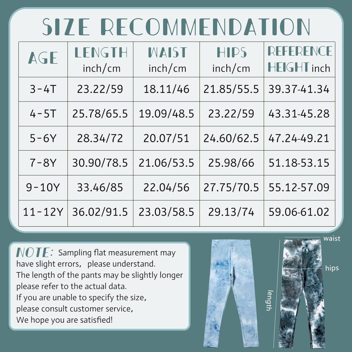 ⁦Chicduo 6 Pack Girls Printed Leggings Casual Yoga Pants for Girls Stretchy Tie-Dyed Leggings Girls Athletic Leggings⁩ - الصورة ⁦5⁩