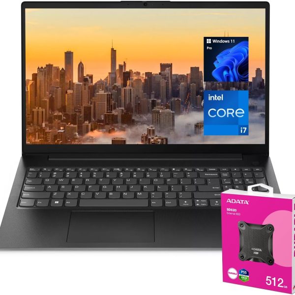 Lenovo V-Series V15 Business Laptop | 15.6" FHD 1920 * 1080 | 13th Gen Intel Core i7-13620H | 40GB RAM | 1TB SSD | Webcam | Wi-Fi 6 | Windows 11 Pro | Black | Bundle with ADATA 512GB External SSD
