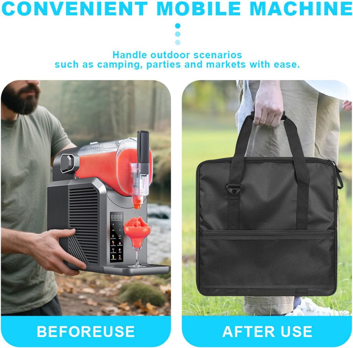⁦Jectse Slushie Machine Travel Bag, Oxford Cloth Portable Storage Bag with Shoulder Strap, Large Capacity Outdoor Drink Maker, Easy Carry for Cords, Straws, and Cup Lids⁩ - الصورة ⁦4⁩