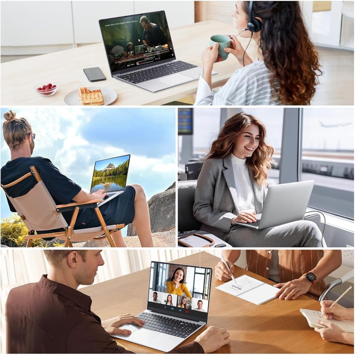 ⁦15.6 Inch Laptop, N95 Processor (Up to 3.4 GHz) Gaming Laptop 1920 x 1080 FHD IPS Screen, Laptops Computer 16 GB DDR4 512 GB SSD,180° Open Angle,Fingerprint Unlock Backlit Keyboard, WiFi 5, Webcam⁩ - الصورة ⁦6⁩