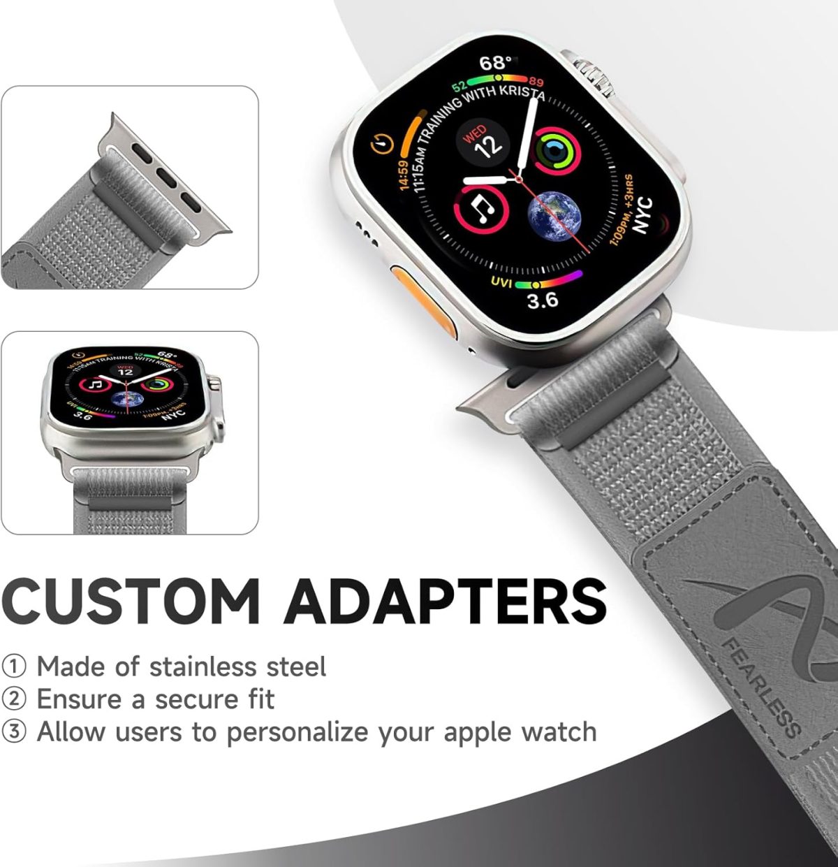 ⁦EURCRBU Compatible with Apple Watch strap 42mm 44mm 45mm 49mm band, soft nylon woven Velcro adjustable sports strap, suitable for Watch Ultra/Ultra 2 series 9 8 7 6 5 4 3 2 1 SE⁩ - الصورة ⁦5⁩