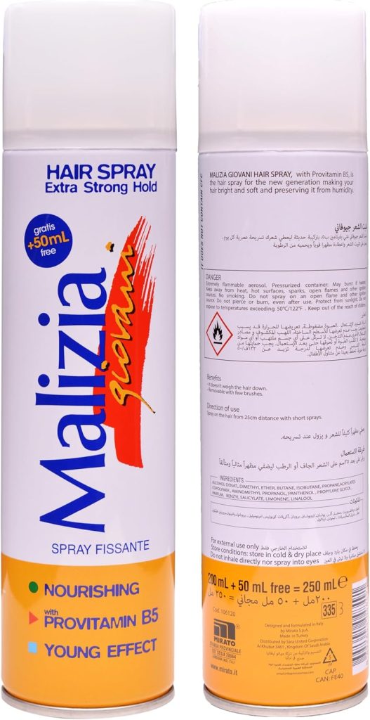 Malizia Giovani Extra Strong Hold Hair Fixing Spray 250 ml