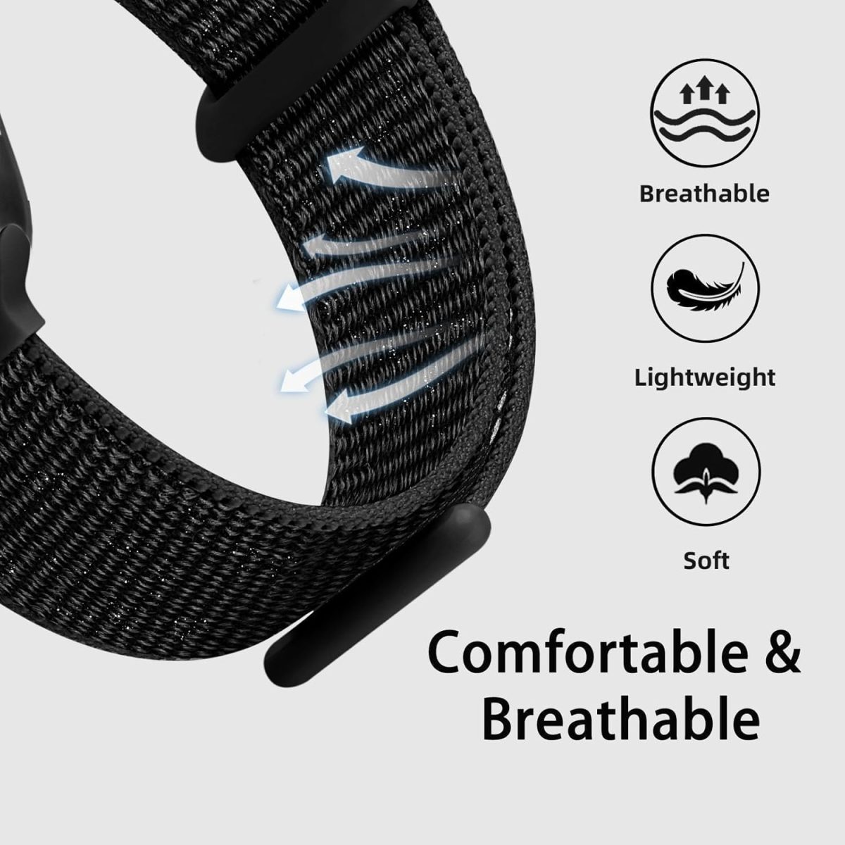⁦saykfoe 2 Pcs Nylon Replacement Strap for Huawei Watch Fit 3,Breathable watch strap,Quick Release Flexible Strap Compatible with Huawei Fit 3 Watch⁩ - الصورة ⁦3⁩