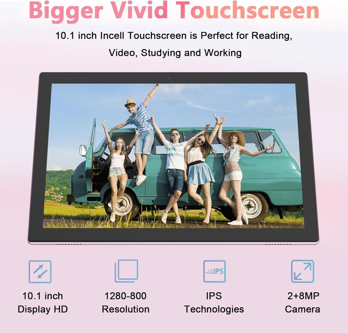 ⁦Android 13 Tablet, 10", 12GB RAM + 128GB ROM/1TB Expandable Tablet, 2024 Latest 2 in 1 Tablets with Keyboard Case, Capacitive Mouse, 2.0 Quad-core Processor, Quad-core Processor⁩ - الصورة ⁦5⁩