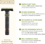 ⁦VIKINGS BLADE Adjustable Double Edge Safety Razor, The Emperor MEIJI by , Short & Fat Handle, Solid Brass, Butterfly Twist-To-Open, Eco Friendly, Luxury Case. Smooth, Close, Clean Shaving Razor⁩ - الصورة ⁦2⁩