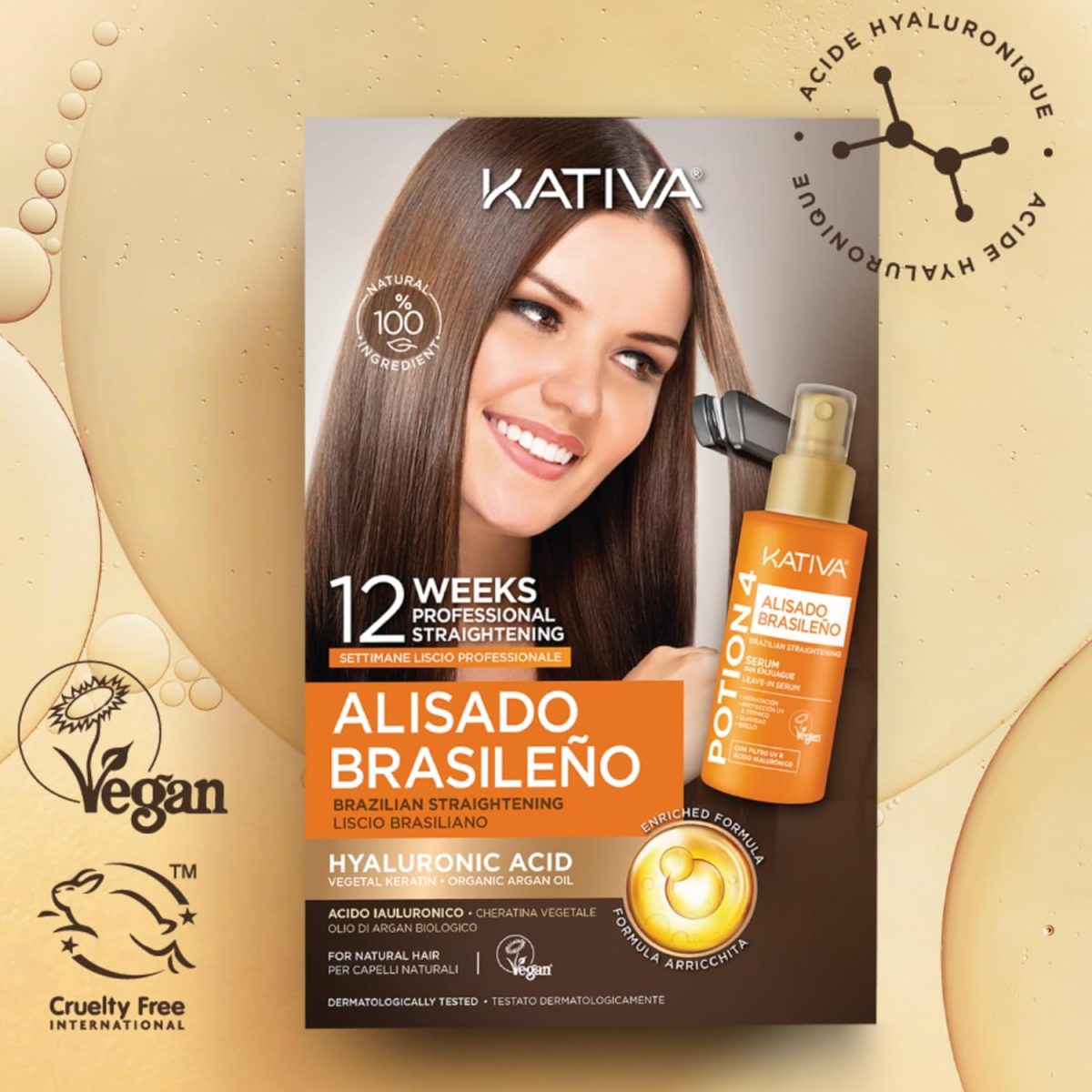 ⁦Kativa Premium Brazilian Straightening Kit - New Formula with Hyaluronic Acid - No-Rinse Serum⁩ - الصورة ⁦6⁩