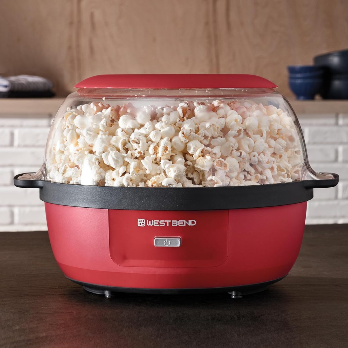 ⁦West Bend Stir Crazy Hot Oil Popper, Popcorn Maker with Large Serving Lid and Stirring Rod, 6 Quart, Red⁩ - الصورة ⁦8⁩