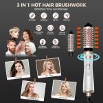 ⁦OKWRAP Rotating Hot Air Brush, Blow Dryer Brush Rotating with 2 Attachments for Drying, Smoothing, Shaping and Volume, Round Blow Dryer Brush, Rotating Warm Air Brush for Fine Hair Helps Dabe⁩ - الصورة ⁦2⁩