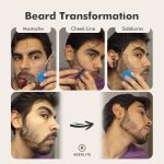 ⁦Aberlite Beard Shaper - Beard Lineup Tool W/Barber Pencil (White) - 100% Clear | Many Styles | Long Edges | Anti-Slip - The Ultimate Beard Shaping Tool (Blue) - Beard Stencil Guide - Works w/Trimmer⁩ - الصورة ⁦4⁩