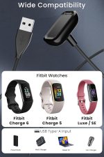 ⁦Yaekea Charger for Fitbit Charge 6/5/Luxe Smartwatch 3.3Ft Replacement Charging Cable Coard for Fitbit Charge 5/Luxe/6 Fitness & Health Tracker⁩ - الصورة ⁦2⁩