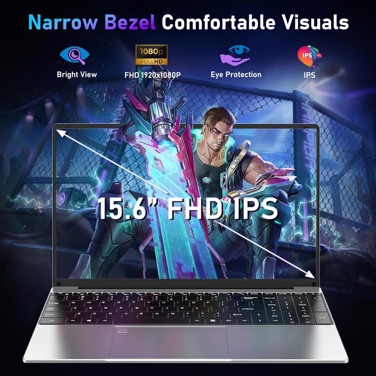 ⁦NAIKLULU Gaming Laptop,15.6 Inch Laptop Computer,32GB RAM 1TB SSD,AMD Ryzen 5 7430U 6C/12T Processor(up to 4.3Ghz),AMD Radeon Graphics,15.6”FHD 1920 * 1080 Display,WiFi 5,BT5.0,Backlit Keyboard⁩ - الصورة ⁦5⁩
