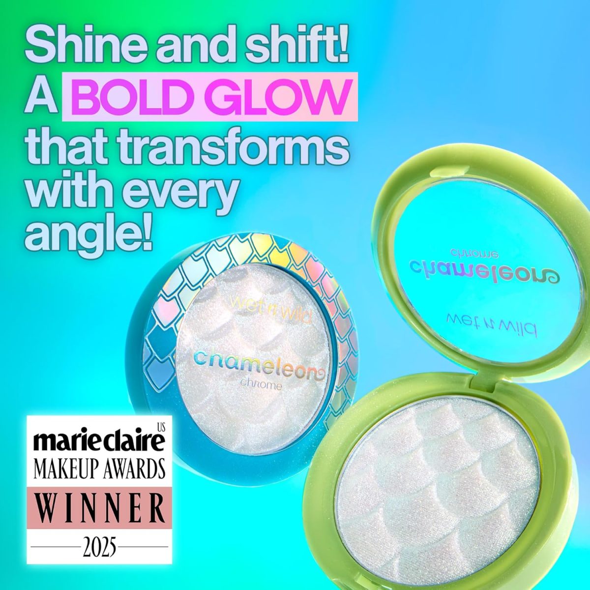 ⁦Wet n Wild Chameleon Chrome Highlighter, Dynamic Colour Shift, Liquid-to-Baked Texture, Customizable Luminous Radiance, Cruelty-Free - Too Sirius⁩ - الصورة ⁦2⁩
