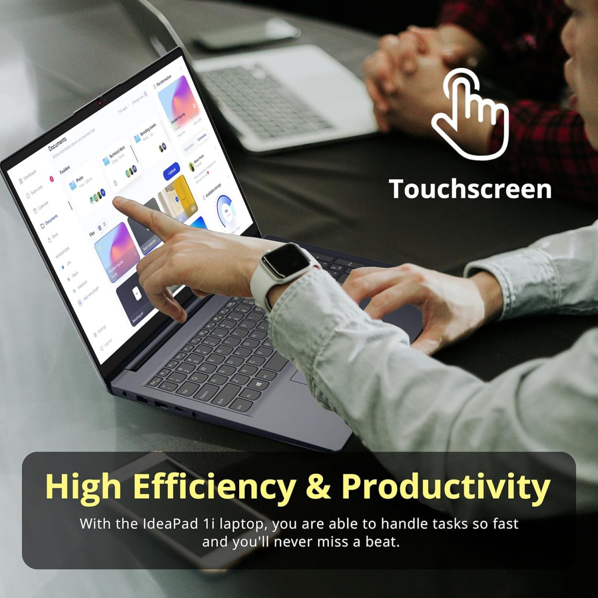 ⁦Lenovo IdeaPad 1i 15.6" FHD Touchscreen Laptop, Intel i5-1235U, 40GB RAM, 1.16TB Storage(1TB SSD+160GB Docking Station Set), Intel Iris Xe Graphics, Num Pad, Dolby Audio, Wi-Fi 6, Win 11, Abyss Blue⁩ - الصورة ⁦6⁩