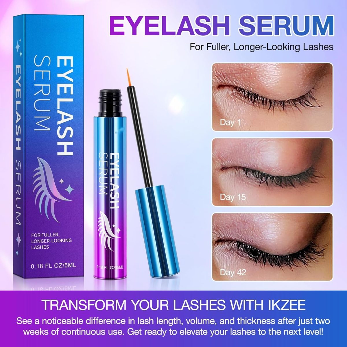 ⁦Lash Serum for Rapid Eyelash Growth, Azonee Eyelash Enhancing Serum for Thicker, Fuller, and Longer Lashes, Boost Lash Volume & Thickness, 5ml⁩ - الصورة ⁦3⁩
