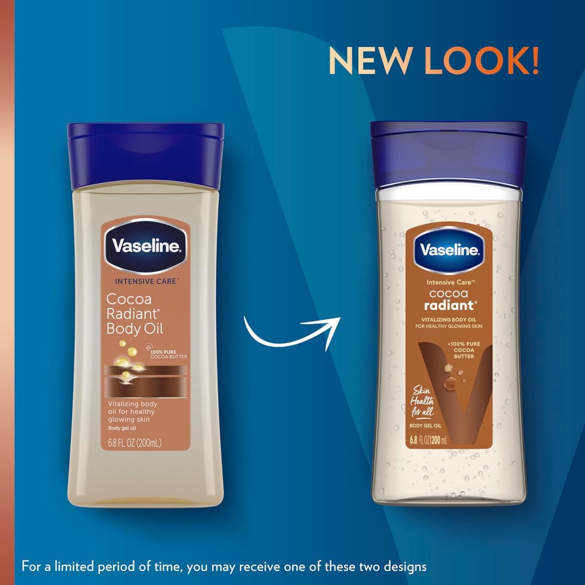 ⁦Vaseline Intensive Care Body Gel Oil, Cocoa Radiant, 6.8 oz ,Transparent - Package May Vary⁩ - الصورة ⁦3⁩