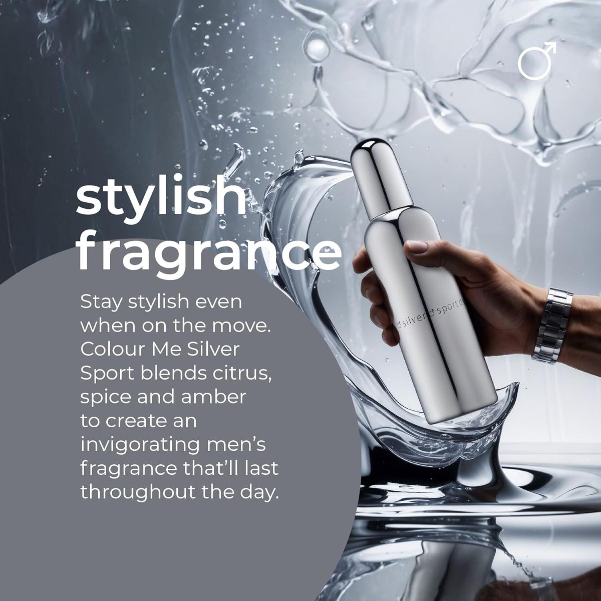 ⁦Colour Me Silver Sport - Fragrance For Men - 90mlEau De Parfum, By Milton-Lloyd, 01W1Chss⁩ - الصورة ⁦4⁩