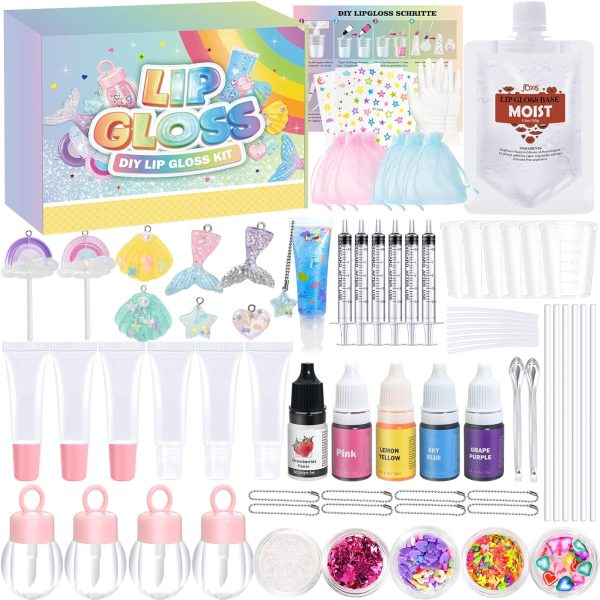 Make Your Own Lip Gloss, JUYRLE Lipstick Making Kit, Funny DIY Lip Gloss Set Girls Make Yourself, Non-Toxic Lip Gloss Cosmetic Make Up Gift for Women