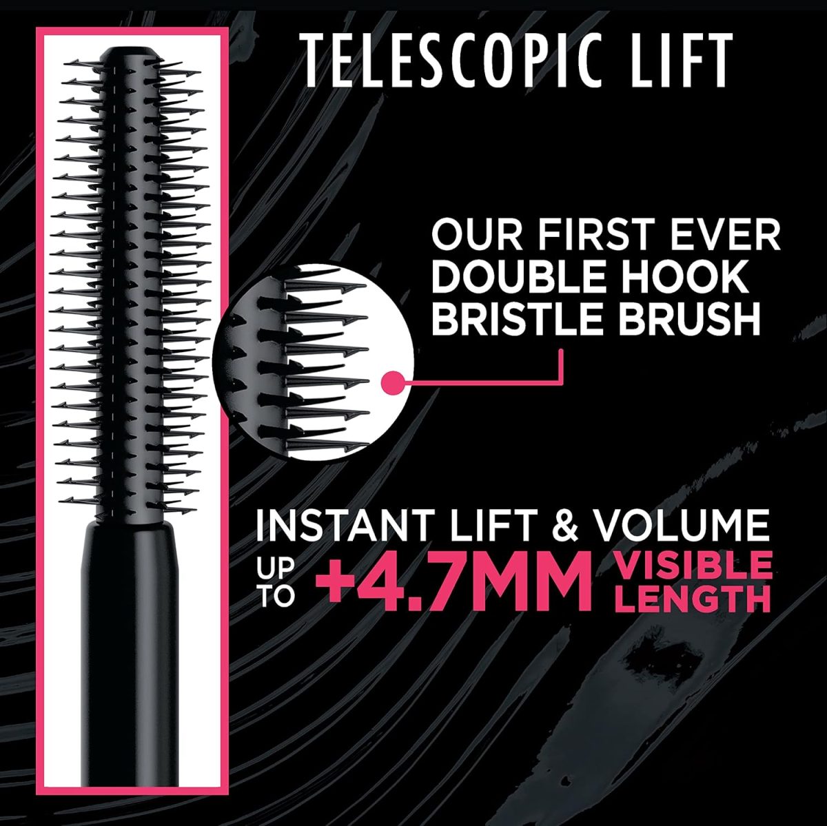 ⁦L’Oréal Paris Cosmetics Telescopic Lift Waterproof Mascara, Lengthening and Volumizing Eye Makeup, Lash Lift with Up to 36HR Wear, Black, 0.33 Fl Oz⁩ - الصورة ⁦3⁩