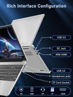 ⁦2025 15.6" FHD IPS Business Laptop, Laptop with Alder Lake N95(Up to 3.4GHz),15.6-inch UHD IPS Display 16GB RAM 512GB NVMe SSD Win 11 Pro,5800mAh Battery,WiFi 5, Backlit KB,Fingerprint Sensor (Silver)⁩ - الصورة ⁦5⁩